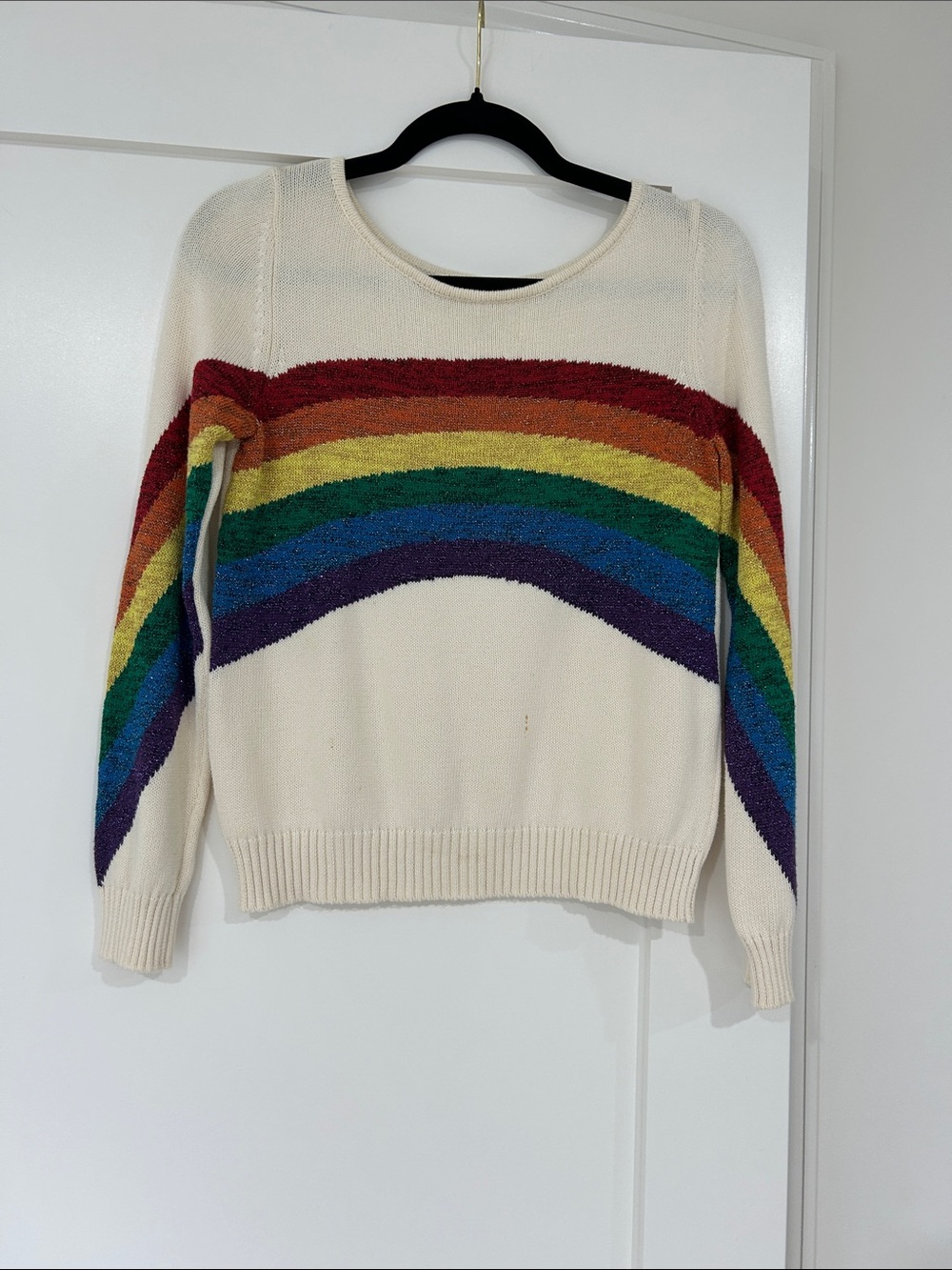 Marc Jacobs Cream Sweater with Rainbow Stripes